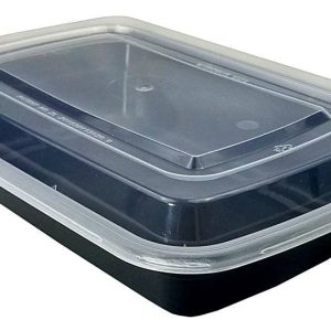 Rectangle Black Meal Prep Containers, 32 oz