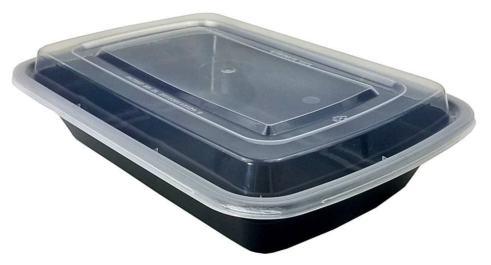 Rectangle Black Meal Prep Containers, 32 oz