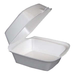 White Foam Hinged Lid Container, 6" x 6"